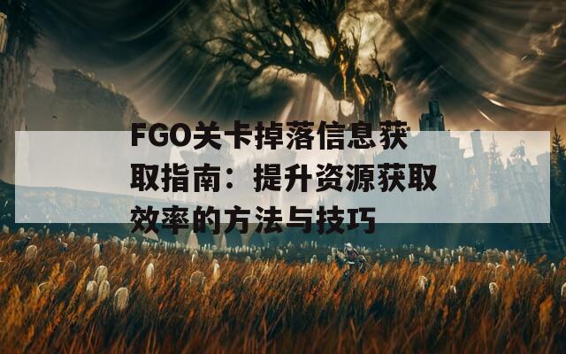 FGO关卡掉落信息获取指南：提升资源获取效率的方法与技巧
