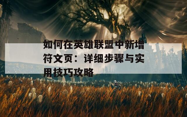 如何在英雄联盟中新增符文页：详细步骤与实用技巧攻略